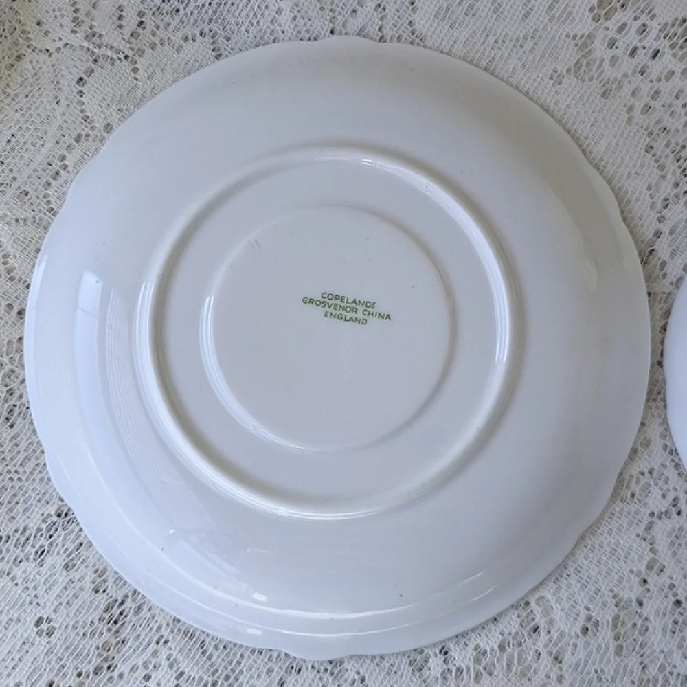 Vintage Grosvenor Jackson & Gosling Bone China Teacup Saucer Green Gold Floral